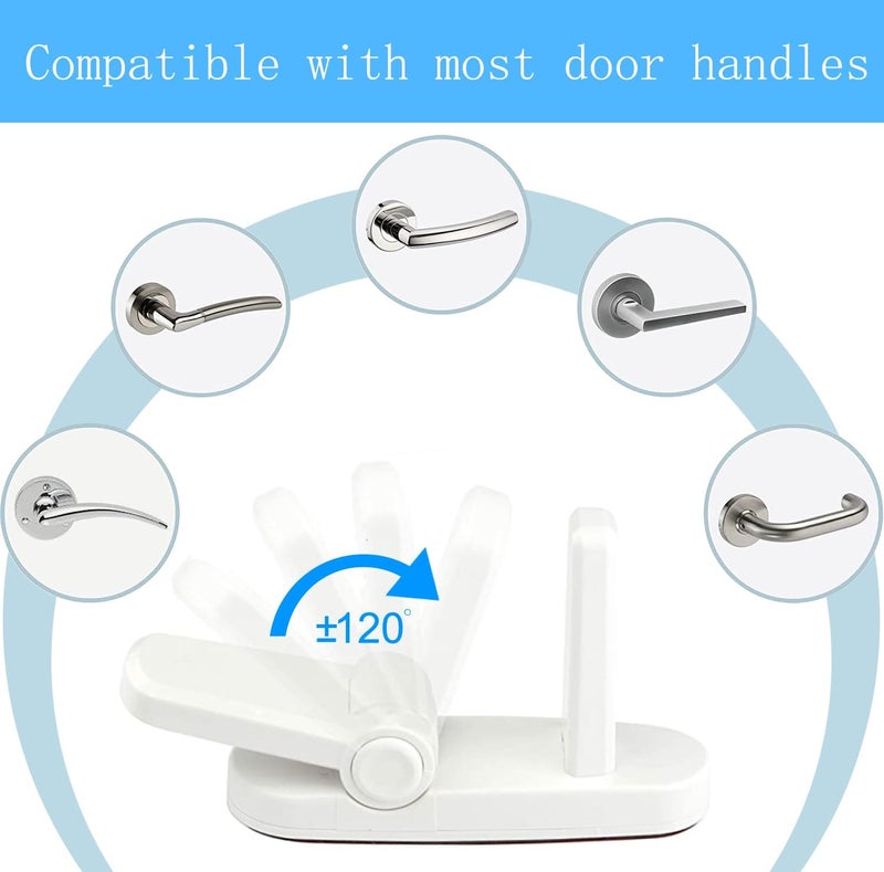 PENMAMA Childproof Door Lever Lock Baby safety locks for doors (2 Pack) Improved door safety for kids, 3M Adhesive No Drilling Child Safety Door Handle Lock. Simple Install, No Tools Needed (White, 2) - Image 2